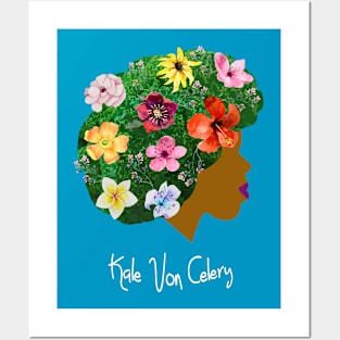 Kale Von Celery Floral Afro Posters and Art